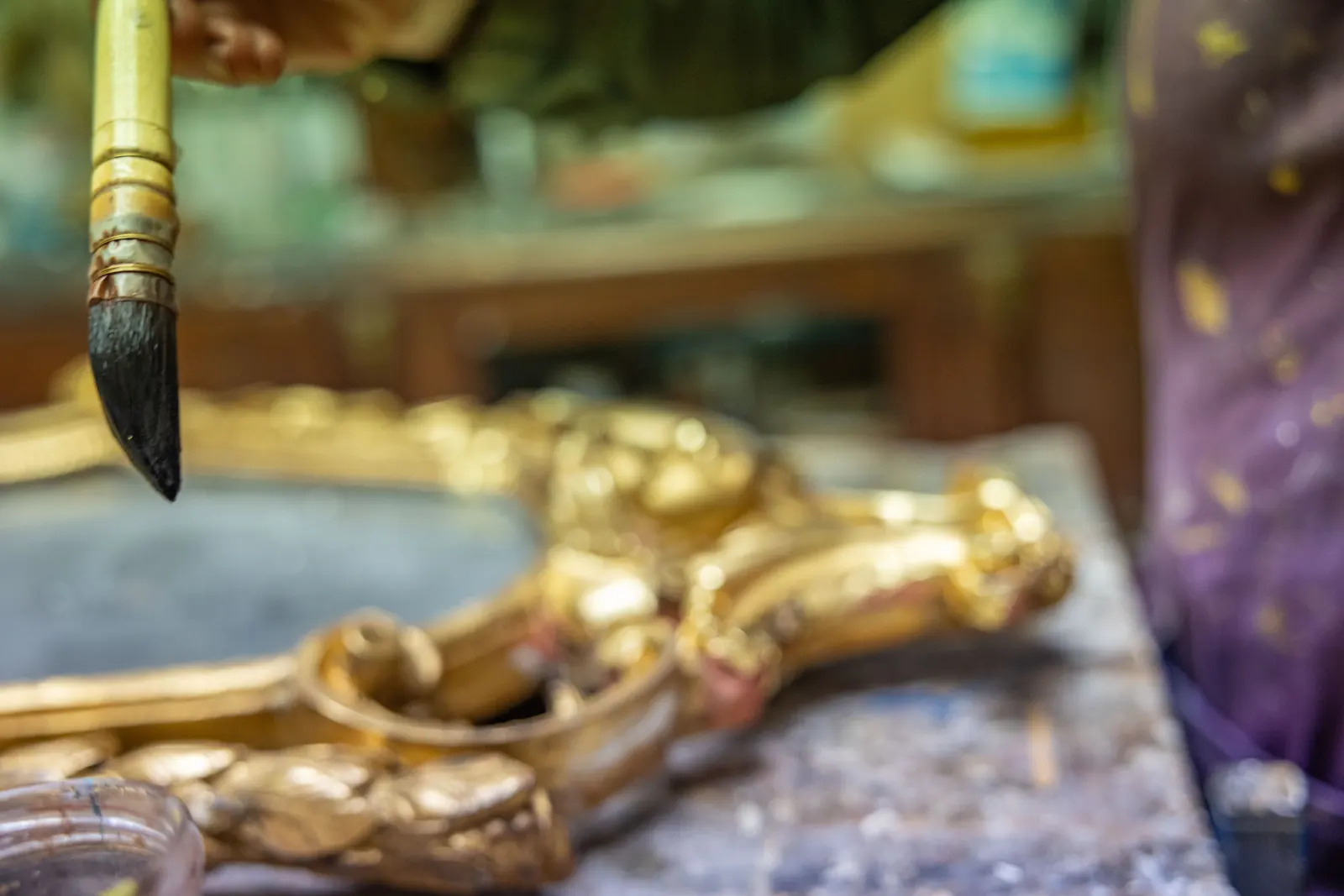 Cadre doré avant restauration — atelier La Pie Dorée